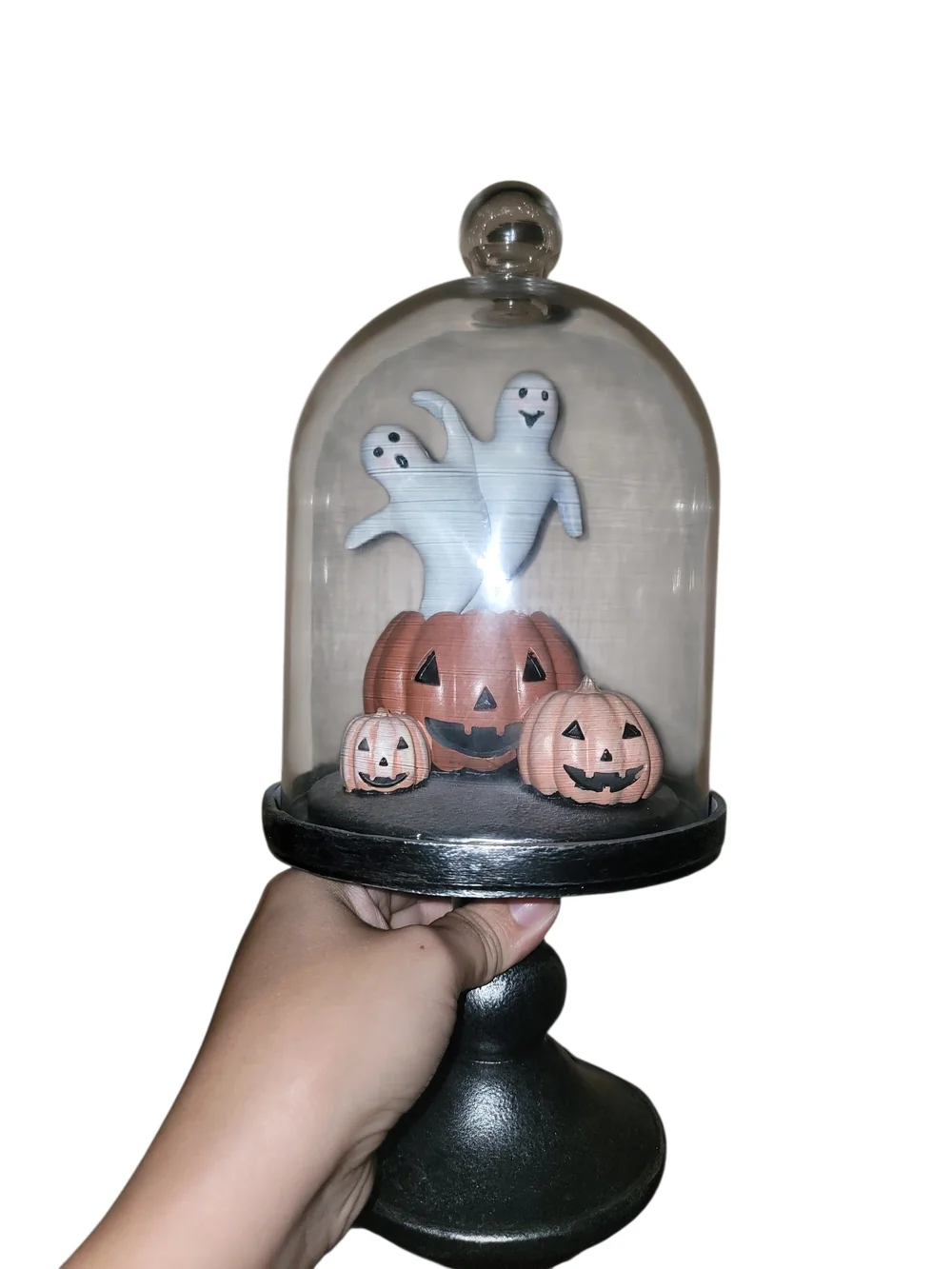 Halloween Ghosts & Jack-o'-Lantern Cloche Decor